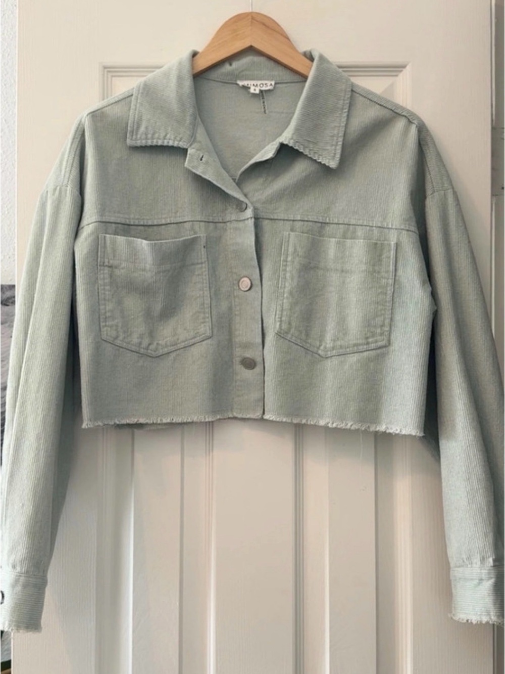 MIMOSA Cropped Corduroy Jacket in Sage Green